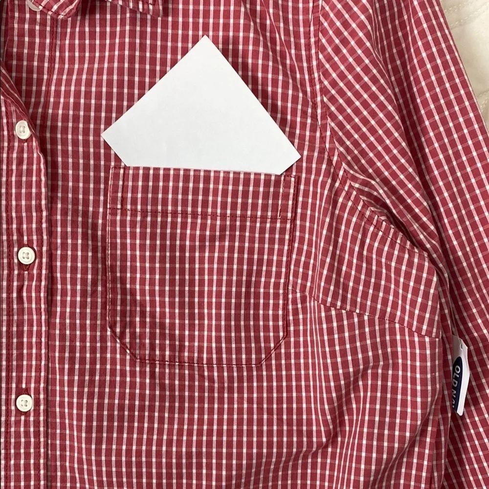 Old Navy Classic Red Check Button Down Shirt Cotton Size Medium - Picture 5 of 10